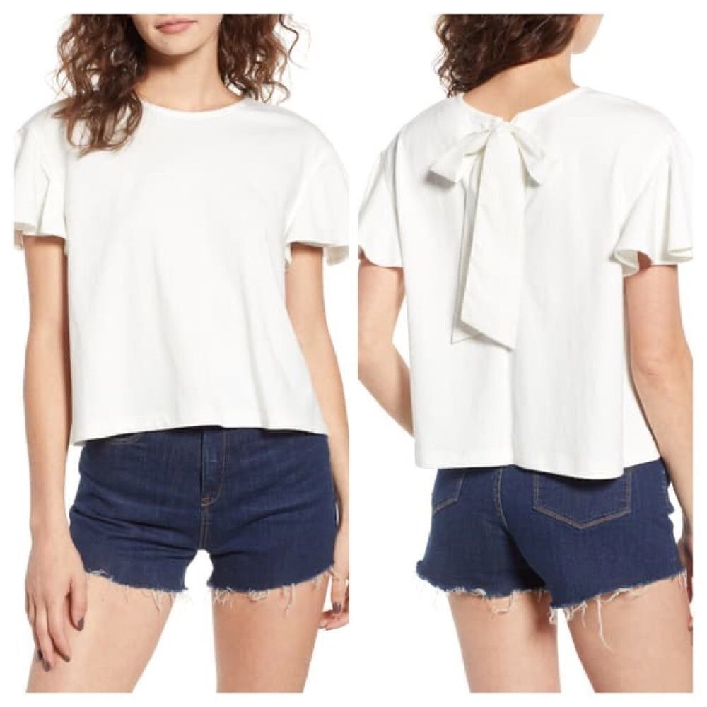 BP Tie Back Flutter Sleeve Tee Size Small